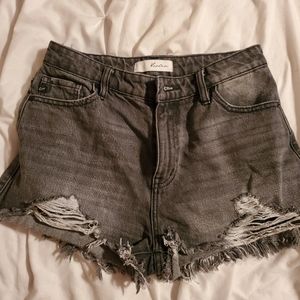 Kancan jean shorts. Black distressed. High waisted